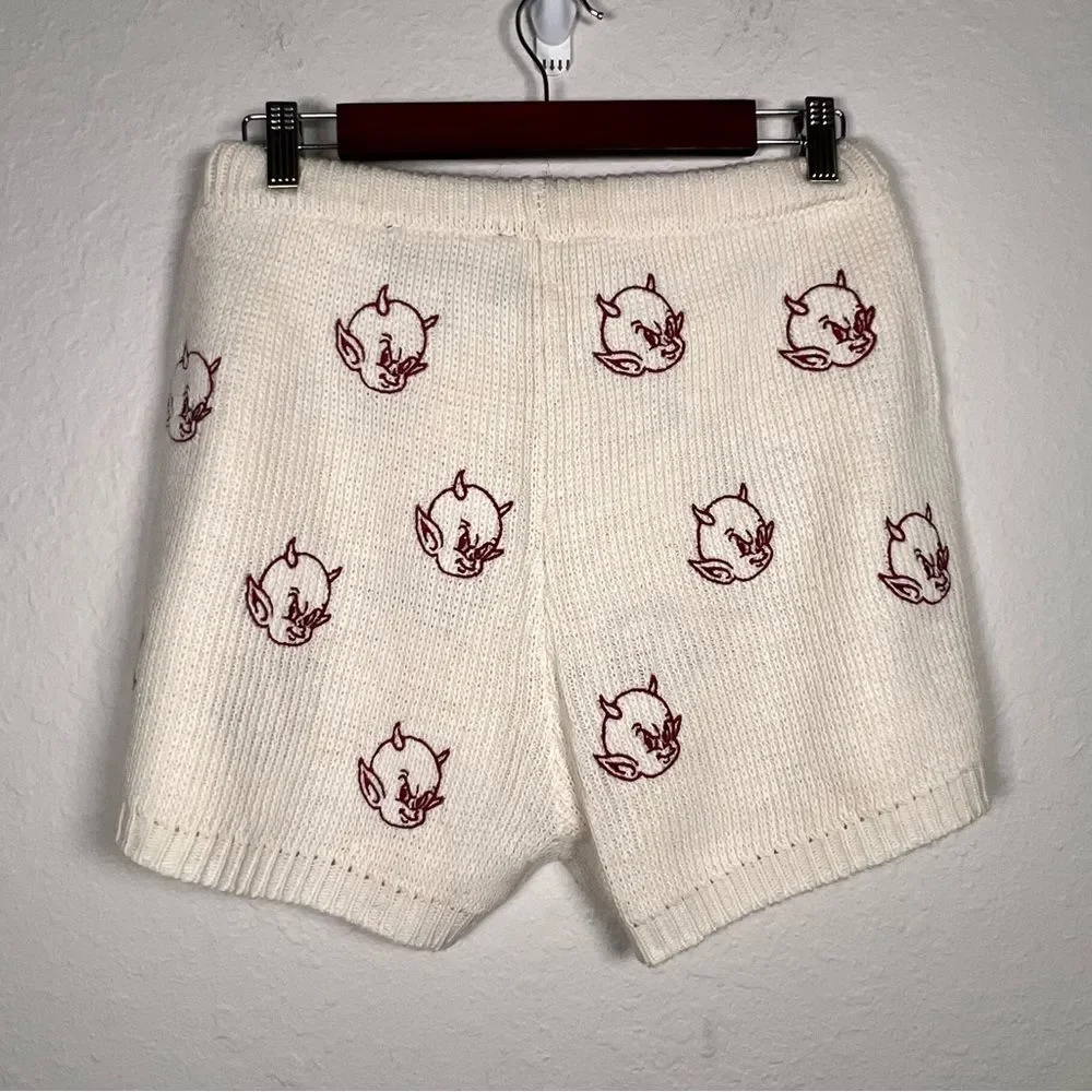 Embroidered Spirit jersey knitted shorts 🔥 devil 🔥 new